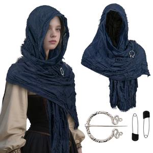 Halloween adulto Medieval <span class=keywords><strong>con</strong></span> <span class=keywords><strong>capucha</strong></span> capa vikingo renacimiento traje Punk estilo diseñador <span class=keywords><strong>bufanda</strong></span> para habitual - Product Image 6