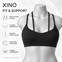 Soutien-gorge de yoga halter éco-responsable en tissu recyclé, séchage rapide, maintien élevé, avec logo frontal et design élégant au dos, idéal pour la course et le fitness