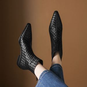 Cialisa Big Size 48 Shoes Fashion Weave <strong>Women</strong> Ankle <strong>Boots</strong> 2025 Autumn Winter Pointed Toe Dress Zipper Lady Mid Heel Short <strong>Boots</strong> - Product Image 3