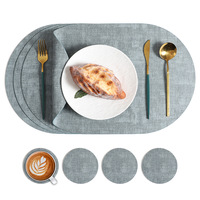 Set de table ovale en cuir texturé de style nordique, épaisseur 2,0 mm, imperméable, résistant à l'huile, esthétique haut de gamme pour hôtels