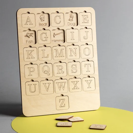 Wooden Letter Puzzle Montessori English Alphabet Board Educational Toys ...