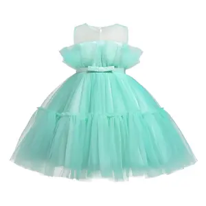 Ruffle Girls Birthday Party Dress Gowns Purple Violet Girls Puffy Tulle Gowns For Girls Celebration First Communion