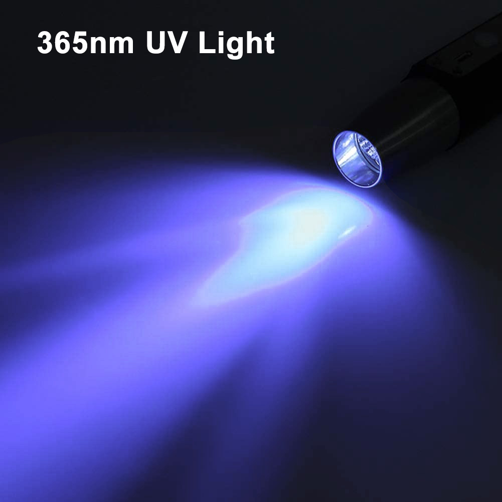 Uv Flashlight 365nm Ultraviolet Yellow White Light Usb 6 Led Jade