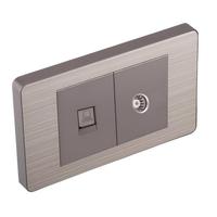 Prise murale universelle 20A/10A à 2 voies en acier inoxydable avec panneau tactile, durable et multifonctionnelle pour ordinateur et téléphone