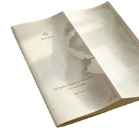 Brochures personnalisées en papier coton nacré, pliées en trois ou multi-pliages, impression typographique, marquage à chaud pour la promotion des produits alimentaires, des voyages et des soins de la peau