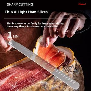 <span class=keywords><strong>Juego</strong></span> <span class=keywords><strong>de</strong></span> <span class=keywords><strong>cuchillos</strong></span> <span class=keywords><strong>de</strong></span> cocina <span class=keywords><strong>de</strong></span> metal 3cr13 <span class=keywords><strong>para</strong></span> <span class=keywords><strong>cortar</strong></span> jamón y fruta <span class=keywords><strong>de</strong></span> acero inoxidable <span class=keywords><strong>de</strong></span> 12 pulgadas hechos a mano con logotipo láser <span class=keywords><strong>para</strong></span> carne - Product Image 3