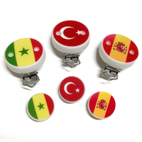 Vente en gros de clips de sucette personnalisés avec drapeau national, perles en silicone pour bébé imprimées, perles en silicone pour la dentition
