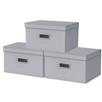 Boîte de rangement en tissu doublé avec couvercle à rabat, anti-poussière, pliable, avec poignée, gain de place