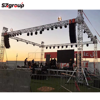 Sistema de armazón de iluminación de perno cuadrado portátil OEM, armazón de techo de aluminio negro plateado para eventos de conciertos, escenario móvil