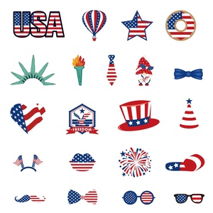 Accessoires photo pour la fête de la Fête nationale américaine, du Jour de l'Indépendance et du Jour du Souvenir : Chapeaux personnalisables multi-formes avec motif étoilé USA - Product Image 4