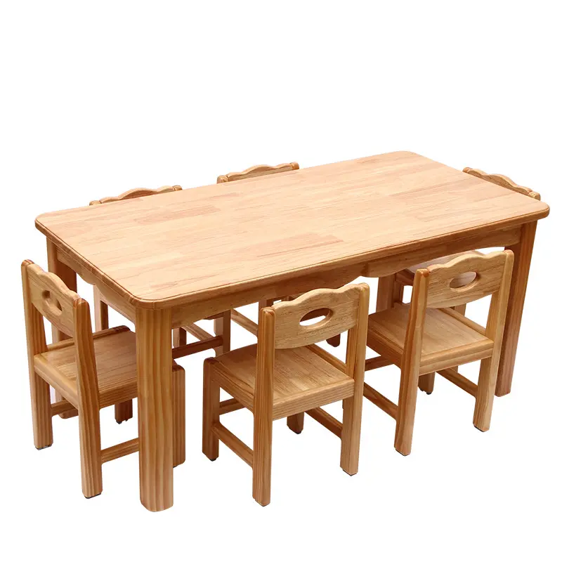 Escritorio y silla escolar de madera maciza para niños de jardín de infantes al por mayor, mesa y silla de estudio para niños de primaria