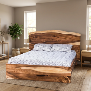 Solid Live Edge Platform <b>Bed</b> <b>Frame</b> Rustic Modern Bedroom Furniture Natural Grain Multi-<b>Size</b> Options for Hotel/Villa Indonesia - Product Image 3
