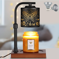 Lampe d'aromathérapie à intensité variable avec base en bois massif, réglable en hauteur, chauffe-bougie électrique et diffuseur de cire pour la décoration intérieure