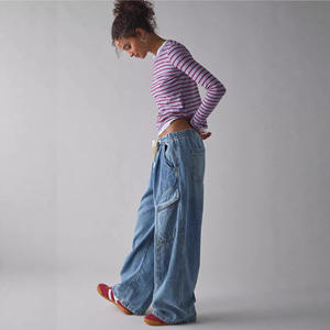 Pantalones Vaqueros Anchos de Mezclilla Deslavada para Mujer, Estilo Casual, Tendencia Europea y Americana, Primavera 2026, Estación Independiente, <span class=keywords><strong>Ebay</strong></span> Transfronterizo - Product Image 4