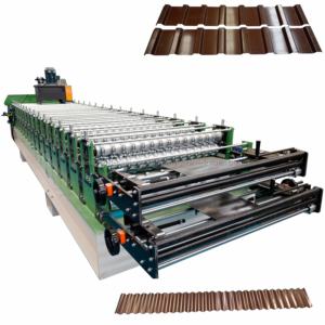 Petit pain automatique de feuille de <span class=keywords><strong>toiture</strong></span> de double couche formant la machine vitrage trapézoïdal largement utilisé dans le panneau de mur de hangar d'usine - Product Image 1