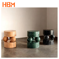 HBMHOME Table basse/secondaire ronde en marbre vert poli, moderne et personnalisable, pour usage en villa, vente en gros
