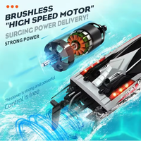 Barco teledirigido HJ816 sin escobillas con control remoto, control por aplicación, retorno automático, 55KM, luces de colores, reinicio con un botón, 11.1V 2500mAh