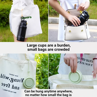 Gobelet pliable en silicone avec couvercle en liège, sangle de transport, anti-fuite, portable, sans BPA, pour le camping en plein air