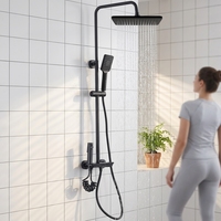 Ensemble de Douche Moderne avec Mitigeur et Robinets, Système de Douche Pluie Cascade de Luxe avec Pommeau de Douche ABS