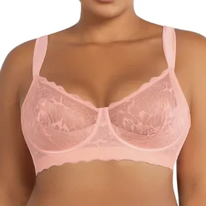 Ladymate ODM/OEM Sujetador de encaje bra wanita Cup penuh ultratipis bra tanpa garis renda seksi bra kawat bawah jaring tipis ukuran besar bra