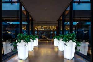 Maceta de jardín con LED que brilla intensamente para balcón Patio impermeable florero de flores artificiales jardineras de salón muebles de iluminación al aire libre - Product Image 4