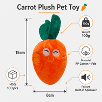 Jouet en peluche pour chat en forme de carotte avec couineur, 15 cm, visage brodé mignon, jouet interactif à mâcher pour chatons, vente en gros OEM