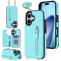 Étui de téléphone magnétique antichoc avec fermeture éclair et cordon pour iPhone 8 Plus/XR/11/12/13/14/15/16/17