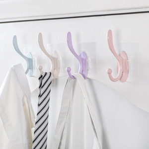Wall Hook Plastic Self Adhesive Single Tier For Bathroom Kitchen <b>Clothes</b> <b>Storage</b> Mounting - Product Image 2