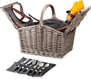 Factory Wholesale Hand-woven Wicker <b>Picnic</b> <b>Hamper</b> With Foldable Lid Multifunction High Capacity <b>Picnic</b> <b>Basket</b> With Lining - Product Image 3