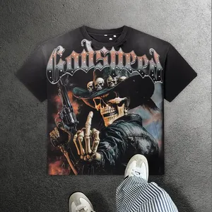 Cao Cấp Tùy Chỉnh Nặng 300G 100% Cotton Retro Đường Phố-Phong Cách Với Dtg In Ấn, Thạch Và Màu Sắc Mờ Màu Kết Thúc - Product Image 5