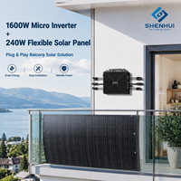 Kit solaire pour balcon Plug and Play 1600W avec micro-onduleur et panneaux solaires flexibles pour la production d'énergie domestique