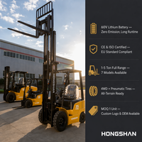 Forklift Listrik Industri 1.5Ton 2Ton 3Ton 3.5Ton 5Ton Baterai Lithium CE ISO 60V Motor AC Counterbalance Tinggi Angkat 3m 6m