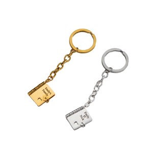Llavero personalizado transfronterizo de acero inoxidable con forma de libro, colgante de llavero personalizado con texto múltiple. - Product Image 5