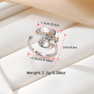 European Style Cross Open <b>Adjustable</b> <b>Ring</b> Silver Gold Geometric Polka Dots Pave Setting Unisex Jewelry Gift - Product Image 2