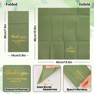 Serviettes <span class=keywords><strong>de</strong></span> <span class=keywords><strong>table</strong></span> jetables en papier Airlaid effet lin avec logo doré personnalisé, absorbantes, format poche - Product Image 2