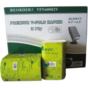 GEN VFN60002V Dispensador de Servilletas Premium V-Fold Pop-Up 6.5x8.3 Pulpa de Caña de Azúcar 250/PAK 24PAK/CAJA Servilletas de Papel - Product Image 1