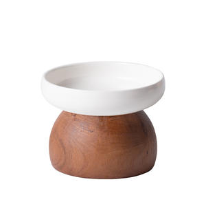 Tigela Moderna para Animais de Estimação em Cerâmica, Porcelana e Plástico Não Tóxico, Impermeável, para Cães e Gatos, com Efeito Craquelado, para Ração Úmida, 2 em 1 Portátil - Product Image 5