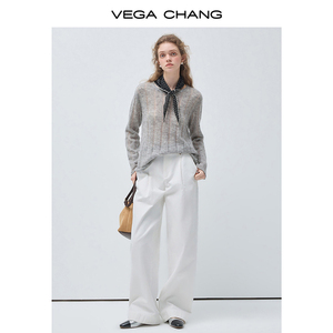 वेगा चंग थोक सफेद पैर वाली कैजुअल पैंट उच्च कमर वाली महिला वसंत पहनने के लिए आरामदायक पैंट - Product Image 3