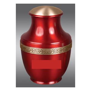 Urna de cremación de calidad superior con acabado rojo, urna de cenizas funerarias estructurada decorativa, diseño elegante con banda Floral grabada - Product Image 5