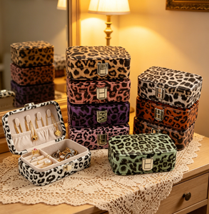 High-End Fashionable Florals Print Leather Creative Portable Rectangular Velvet Lining <b>Jewelry</b> Organizer <b>Box</b> for Rings <b>Necklaces</b> - Product Image 3