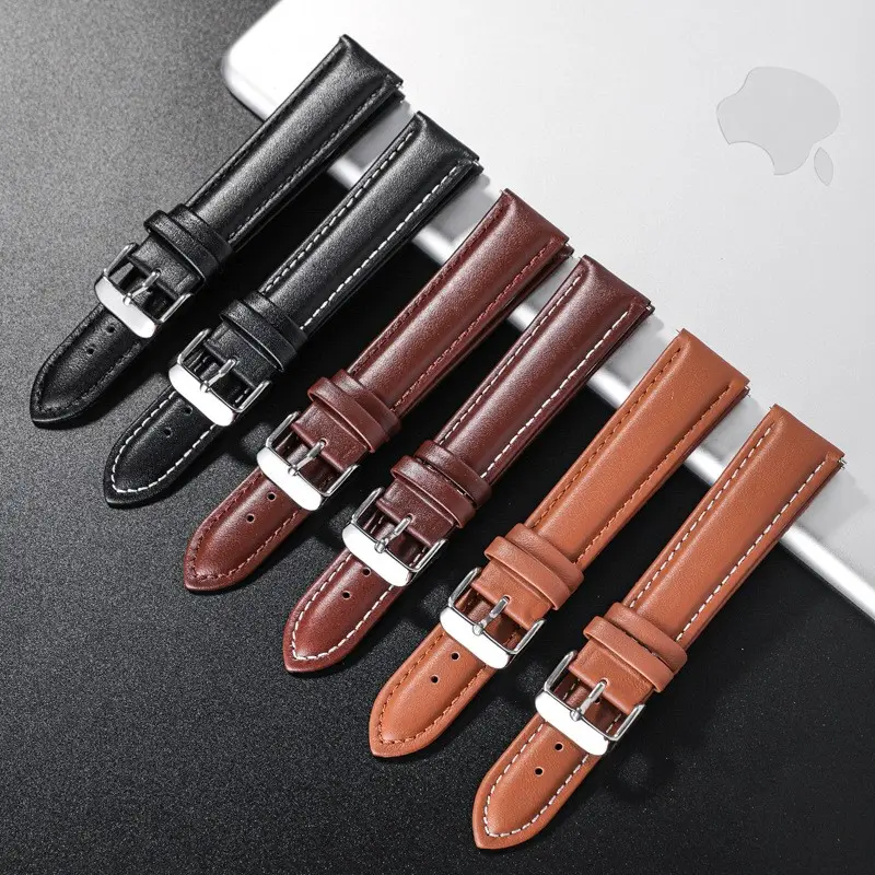18mm 20mm 22mm Genuine Leather Watch Strap Band For Amazfit BIP S GTR GTS Lite Pace 2 Stratos 42mm 47mm