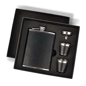 Hip Flask Bottle Black Wholesale Premium Stainless Steel Metal Colour Printed Novelty For Whiskey For Women Leather Mini
