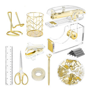Ensemble de fournitures de bureau de luxe ensemble d'agrafeuses en acrylique accessoires d'installation de bureau en or rose - Product Image 1