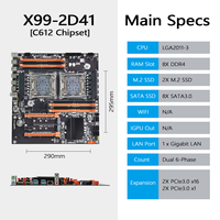 Nuevo Kit PANDL X99-2D41 E-ATX con Placa Base de 8X DDR4 ECC RAM, Conjunto con Doble Procesador Intel Xeon E5 2680 V4, Combo de Placa Madre X99 con CPU Dual Xeon X99