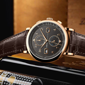 <span class=keywords><strong>Orologio</strong></span> di Lusso Meccanico Automatico da <span class=keywords><strong>Uomo</strong></span> 16001 con Cassa in Acciaio Inox e <span class=keywords><strong>Cinturino</strong></span> in <span class=keywords><strong>Pelle</strong></span>, Impermeabile, Quadrante con Lancette, Personalizzazione OEM - Product Image 3