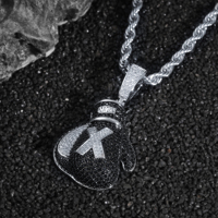 Pendentif Gant de Boxe en Laiton Plaqué Or 14K avec Zircon, Nouveau Style Hip Hop, Créatif, Tendance, Bijoux de Boutique, Vente en Gros