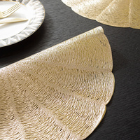 Sous-plats ronds en vinyle PVC écologiques pour table à manger, sous-plats décoratifs de luxe pour mariage, sous-plats dorés