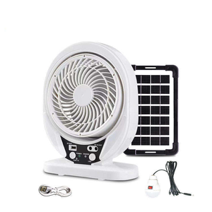 Ventilador de mesa solar y USB de plástico con luz para uso en hoteles, cuatro velocidades, batería de litio de 5800mAh, bajo nivel de ruido 30-34dB, 2-4 h de duración. - Product Image 2