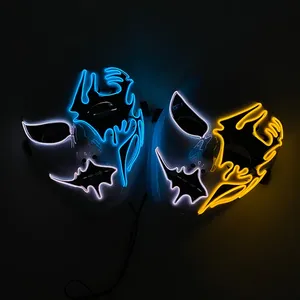 Maschera in Plastica <span class=keywords><strong>per</strong></span> Cosplay Horror in Diversi Stili, Dipinta <span class=keywords><strong>a</strong></span> Mano, Maschera Integrale Luminosa al Neon Lampeggiante <span class=keywords><strong>per</strong></span> Halloween e Notti Oscuri - Product Image 4