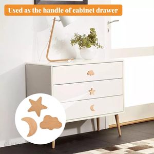 Diseño de lujo Manija de cajón de madera natural Estrella Luna Nube Sombrero Ganchos Montado en la pared Dormitorio Niños Colgando Ropa Ganchos de pared de madera - Product Image 6